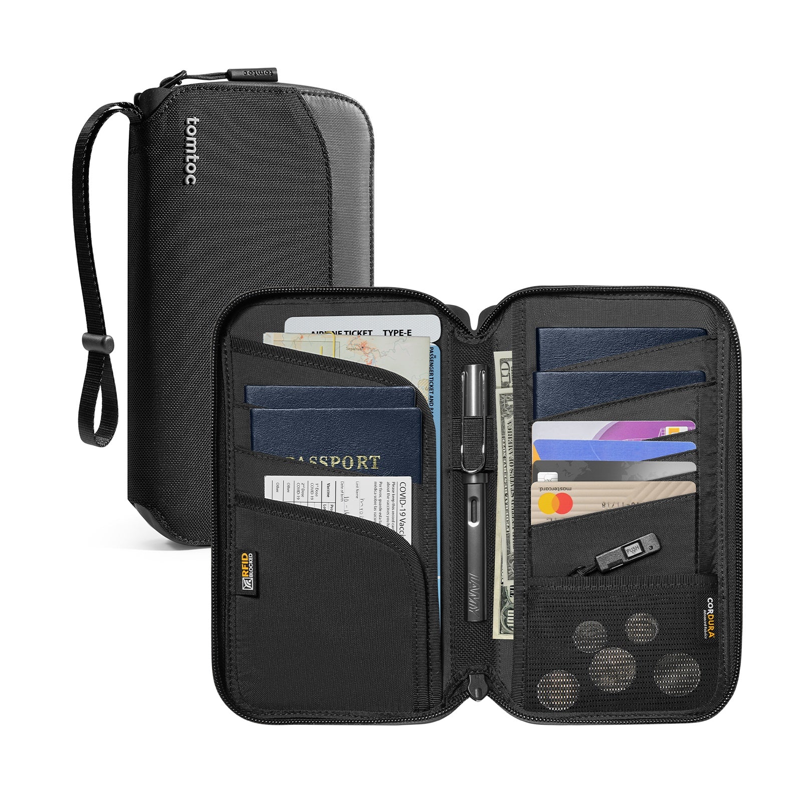 AirTag Passport Holder, RFID Blocking Passport Wallet with Air Tag Holder,  Travel Essentials Case for Women Men